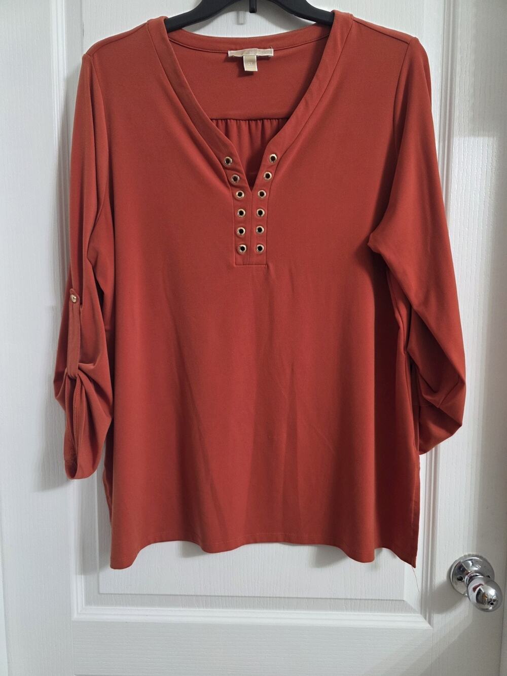 Women's Michael Kors Orange Long Sleeve Tunic Blouse Top Size 2X. B3